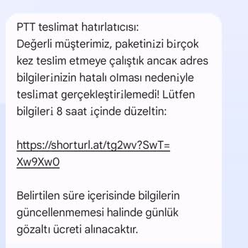 PTT Adı Kullanılarak Kişisel Bilgi Talep Edilmesi Hakkında Şikayetim
