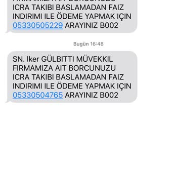 Adıma Gelen Haksız Borç Mesajlarından Şikayetçiyim