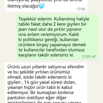Aldığım Pantolon Kısa Sürede Yırtıldı, Mağaza Sorumluluk Almadı