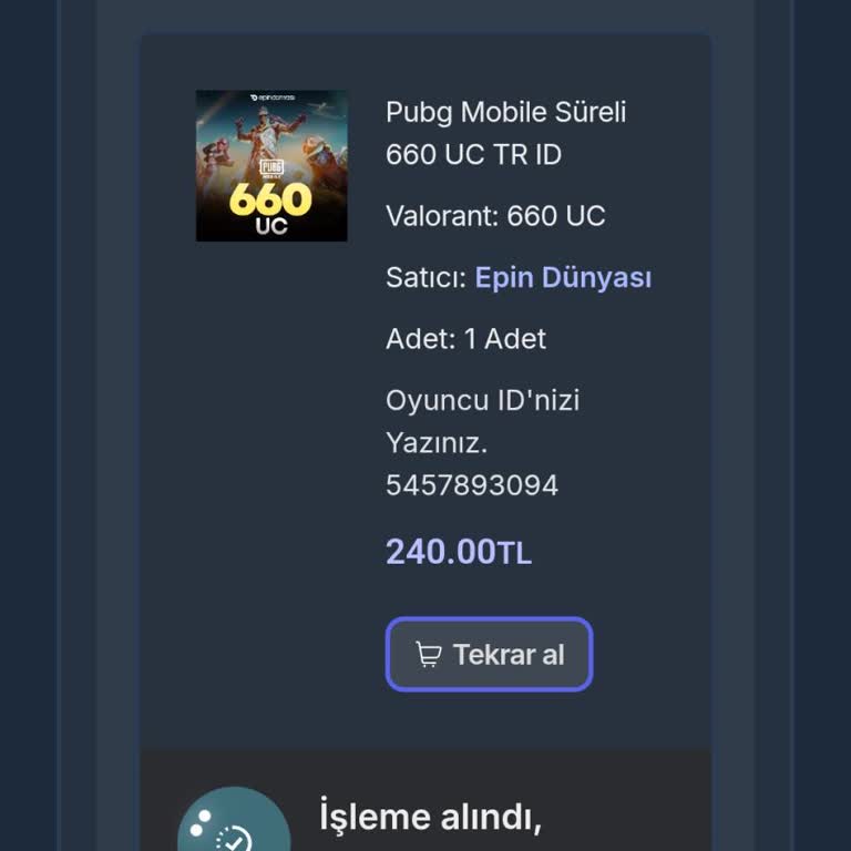 Satın Aldığım UC 72 Saat Geçmesine Rağmen Yüklenmedi