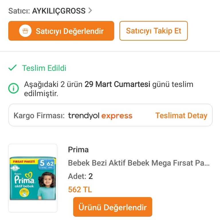 Prima Bebek Bezinde Taşırma Ve Pişik Sorunu, Ürün Değişimi Talebi