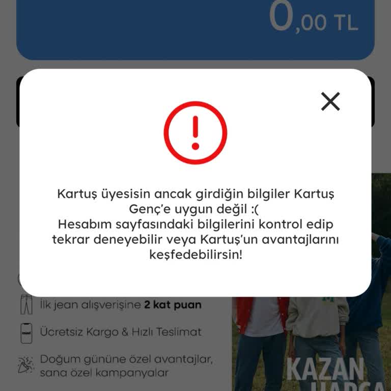 Kartuş Genç Üyelik Hatası Ve Doğru Bilgilere Rağmen Kayıt Sorunu