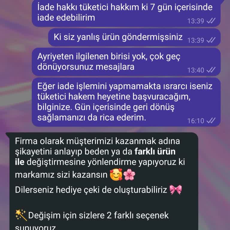 Yanlış Ürün Gönderildi İade Talebim Karşılanmıyor Mağdurum
