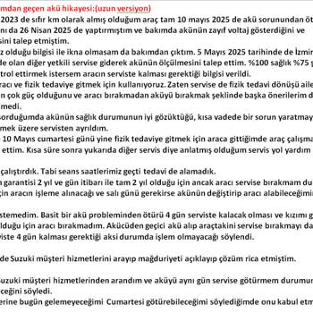 Garanti Süresi Dolmadan Akü Arızası Ve Servis Mağduriyeti