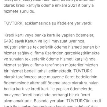 Tüvtürk Kredi Kartı İle Ödemede Alınan Komisyon Mağduriyeti