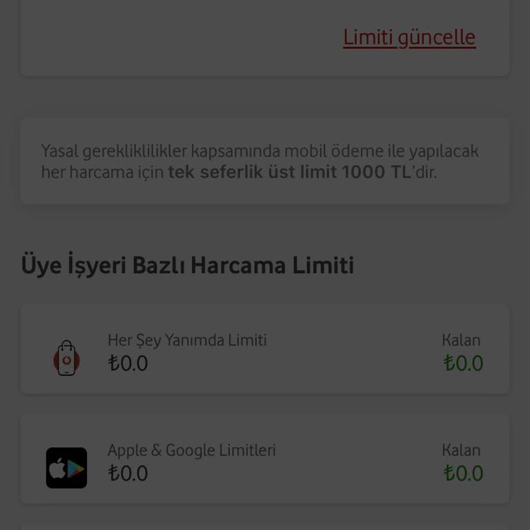 Mobil Ödeme Limitim Sıfırlandı, Çözüm Bulamıyorum