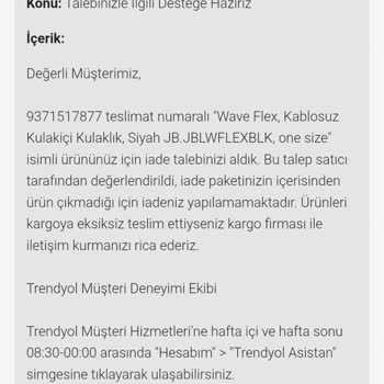 Trendyol Ücret İadesini Yapmıyor Mağduriyetimi Çözmüyor