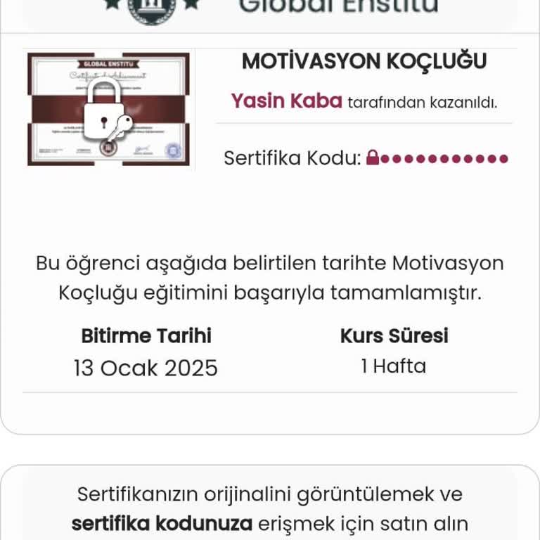 Aldığım Motivasyon Koçluğu Sertifikası Hem Dijital Hem Baskı Olarak Teslim Edilmedi