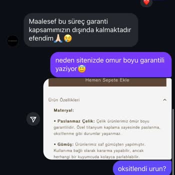 Çelik Kolyelerin Oksitlenmesi Ve Müşteri Desteği Sorunu