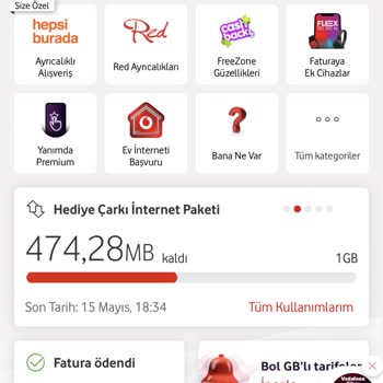 Hediye Çarkı İnterneti Ve Kendi Paketim Aynı Anda Tüketiliyor