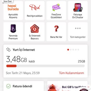 Hediye Çarkı İnterneti Ve Kendi Paketim Aynı Anda Tüketiliyor