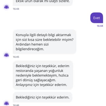Eksik Sos Ve İlgisiz Müşteri Hizmeti Mağduriyeti