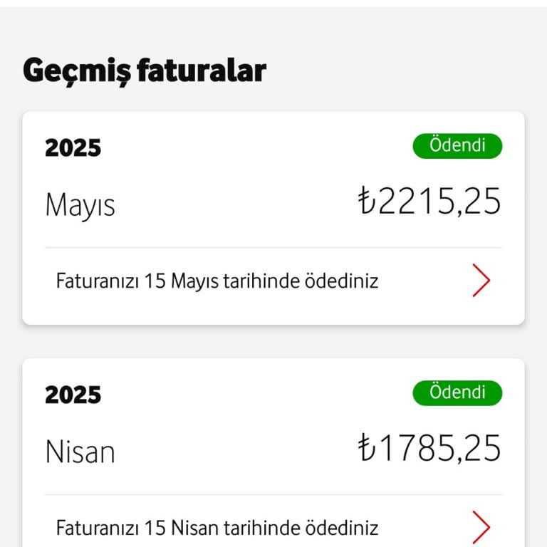 Fatura Geçmişimin Vodafone Yanımda Uygulamasından Silinmesi Talebi