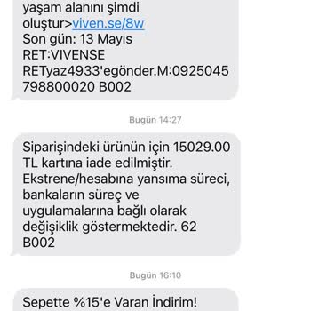 Vivense'den Sipariş Edilen Ürünler Teslim Edilmedi, Gecikmeler Ve Eksik İade Yaşandı