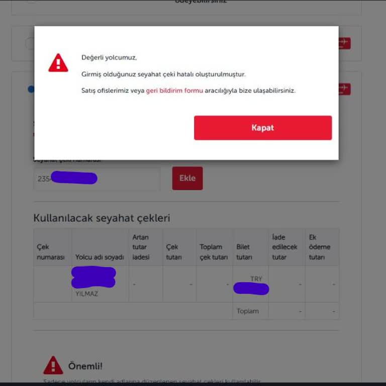 THY Seyahat Çeki Hatası Ve Çözüm Eksikliği