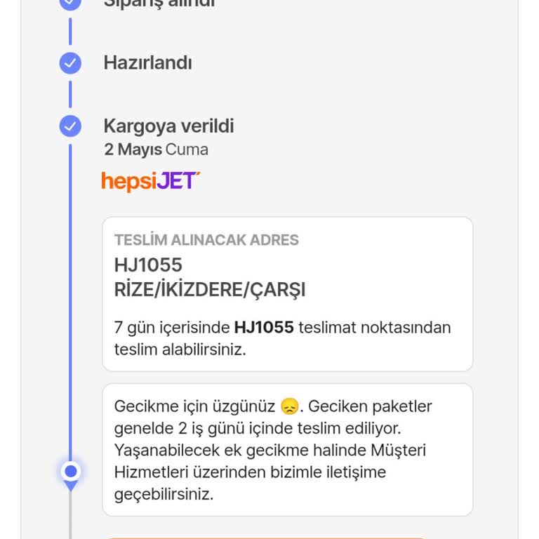 Hepsijet Rize Şubesinden 15 Gündür Teslimat Ve Bilgilendirme Yok