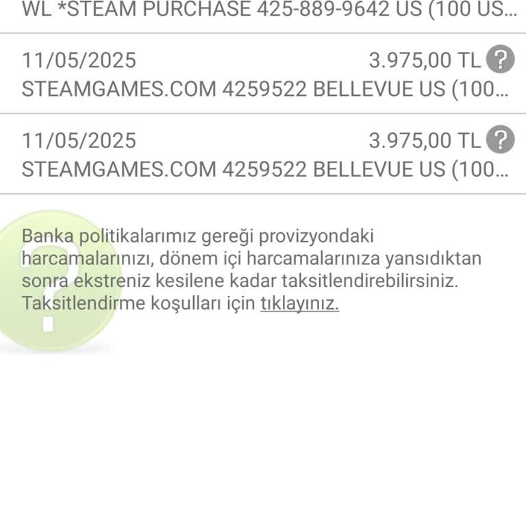 Steam Games Adına İzinsiz Kredi Kartı İşlemi Ve Para İadesi Talebi