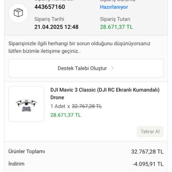 Sipariş Verdiğim Drone Gönderilmedi Fiyat Artışıyla Mağdur Edildim
