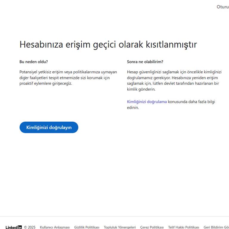 LinkedIn Hesabım Sebepsiz Yere Kısıtlandı Ve Destek Alamıyorum