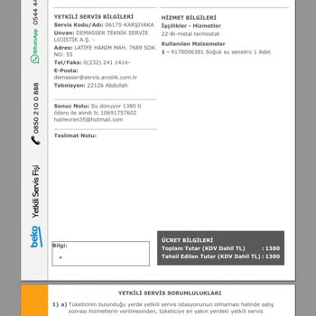 Beko'nun Yüksek Servis Ücreti Ve Haksız İşçilik Bedeli