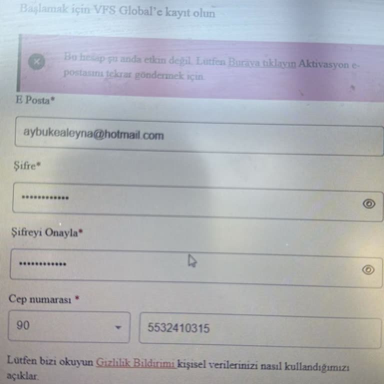 VFS Hesabım Kilitlendi, Randevu Alamıyorum