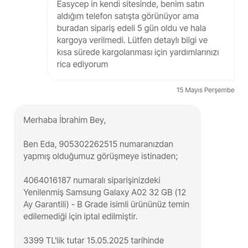 Satıcıdan Alınan Yenilenmiş Telefon Kargolanmadı, Sipariş İptal Edildi