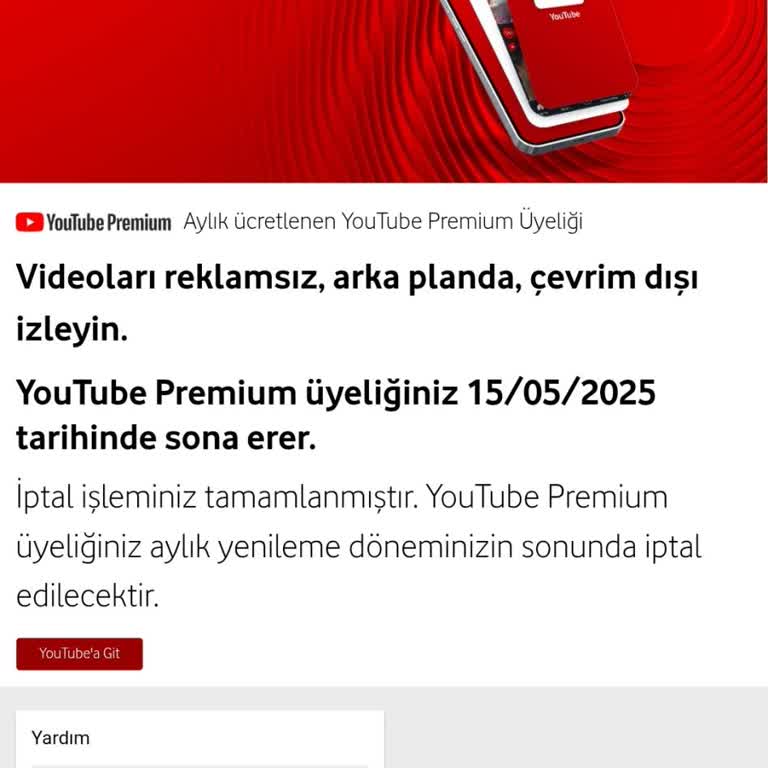 Vodafone Yanımda Üzerinden YouTube Premium Aboneliği Yenilenemiyor