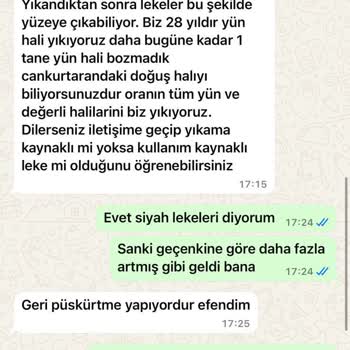 Halı Yıkamada Lekeler Artarak Geri Geldi, Firma Çözüm Sunmuyor