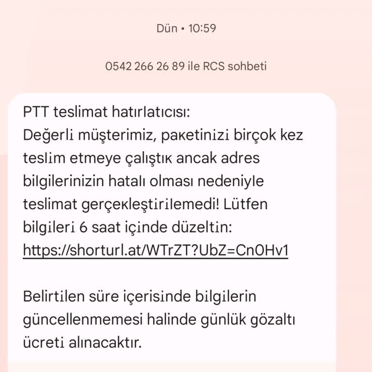 PTT Adıyla Gelen Şüpheli Mesaj Mağduriyeti