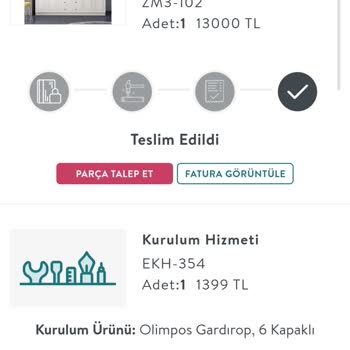 Gardırop Kurulumunda Eksik Ve Hatalı Hizmet