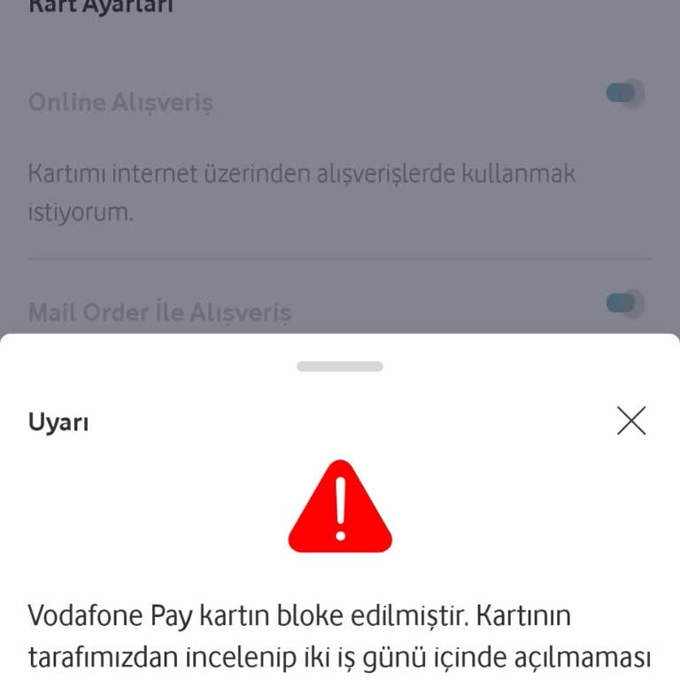 Vodafone Pay Sanal Kartım Sebepsiz Yere İptal Edildi Mağduriyetimin Giderilmesini İstiyorum