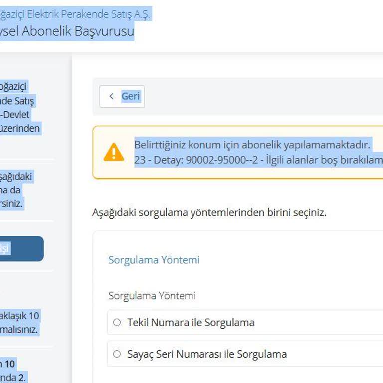 E Devlette Yeni Abonelik Başlatılamıyor Hata Mesajı Alıyorum