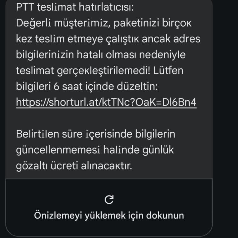 PTT Teslimat Mesajı İle Gelen Güvenlik Endişesi