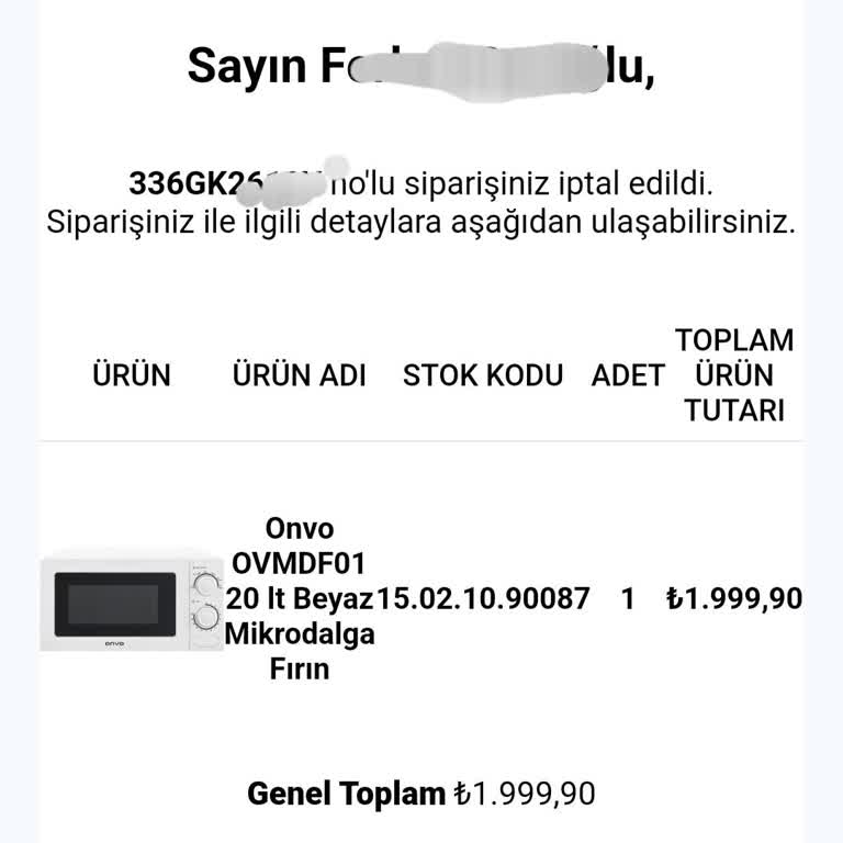 Siparişin 5 Gün Sonra İptal Edilmesiyle Mağdur Oldum
