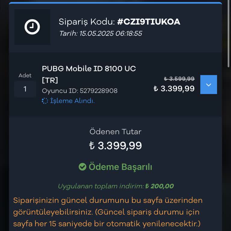 Alım İşlemim Hala Hesabıma Geçmedi Ve Sipariş Durumunu Takip Edemiyorum