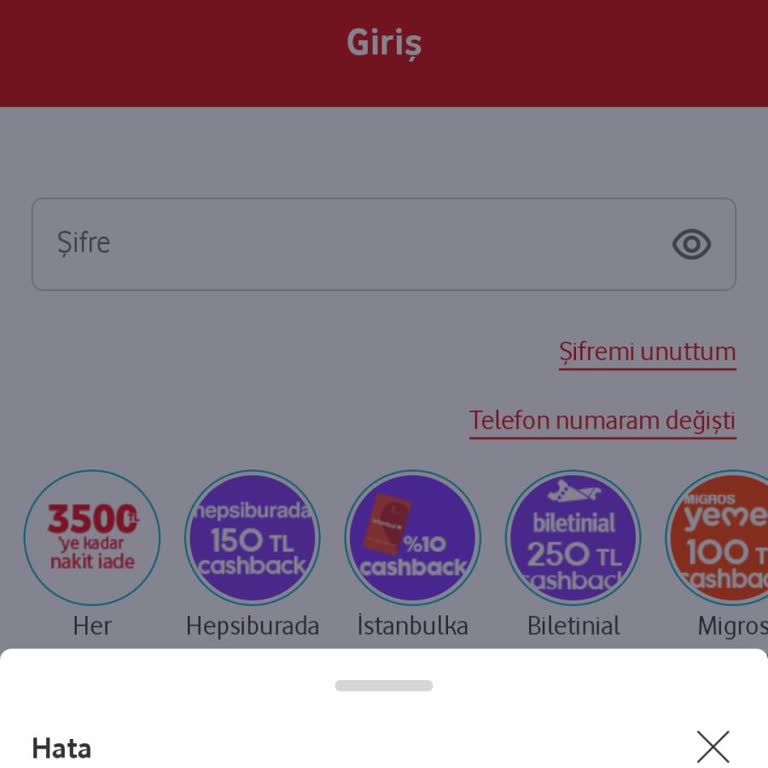 Vodafone Pay Uygulamasına Acil Giriş Yapamıyorum, Şifre Yenileme Çalışmıyor