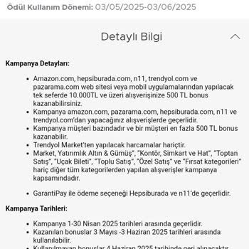 500 TL Bonus Kampanya Hakkım Yüklenmedi