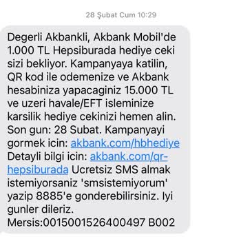 Akbank Kampanya Şartları Dışında Hediye Çeki Verilmemesi Ve İlgisiz Destek