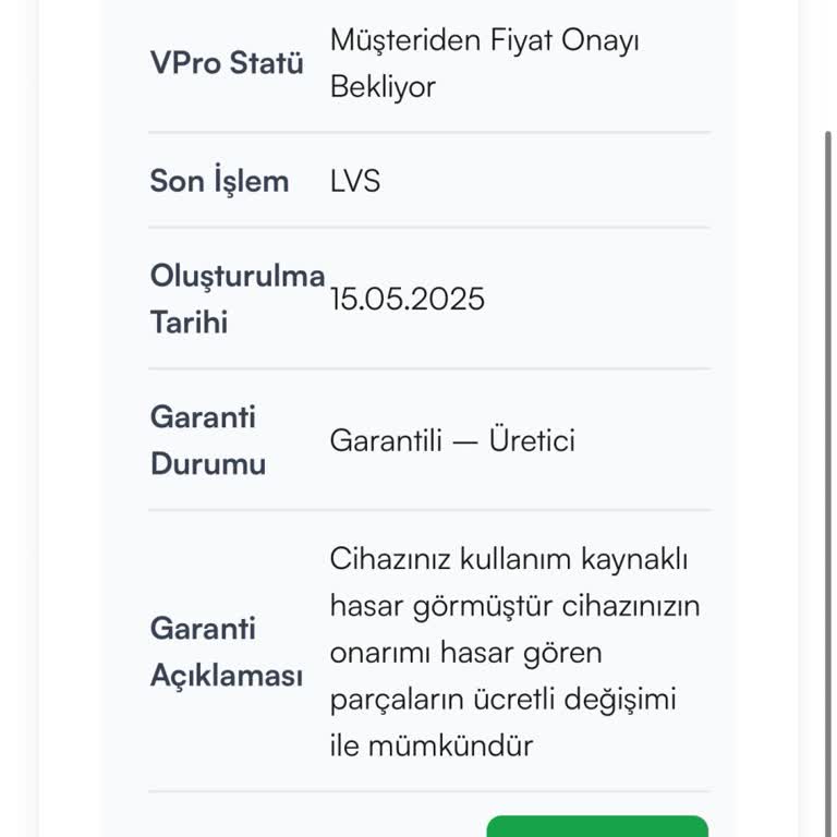 Garanti Kapsamında Ücretsiz Onarım Talebim Karşılanmadı