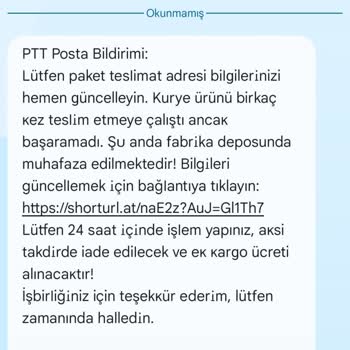PTT Adına Gelen Beklenmedik Mesajlar Konusunda Endişeliyim