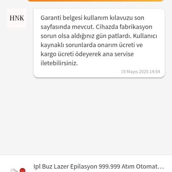 Garanti Süresi Devam Eden Cihazın Arızası Ve Ücret Talebi