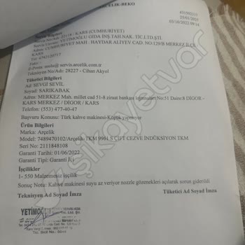 Arçelik Telve Kahve Makinesi Sürekli Arızalanıyor, Servis Sorunu Çözmüyor