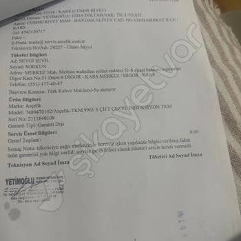 Arçelik Telve Kahve Makinesi Sürekli Arızalanıyor, Servis Sorunu Çözmüyor