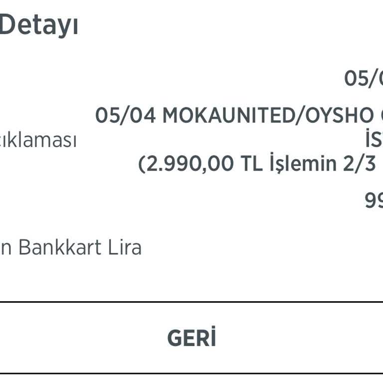 Bilgim Dışında Oysho Adına Kredi Kartımdan Taksitli Çekim Yapıldı