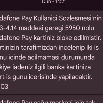 Vodafone Pay Hesabım Bloke Edildi, Paramı Kullanamıyorum
