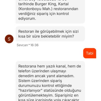 3 Saatten Fazla Geciken Sipariş Ve Restorana Ulaşılamaması Nedeniyle Yaşanan Mağduriyet