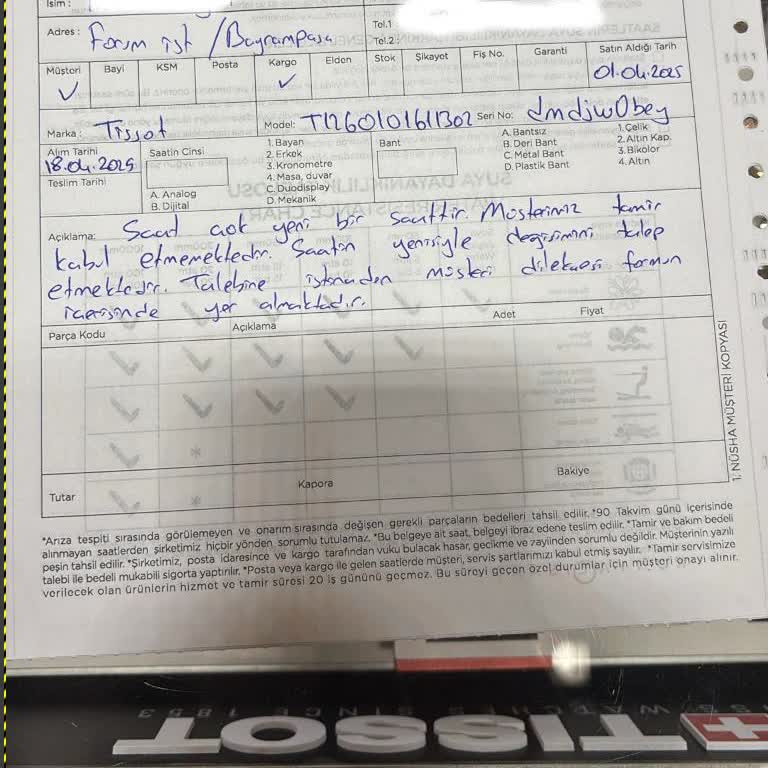 Arızalı Saat İçin Değişim Talebim Karşılanmadı