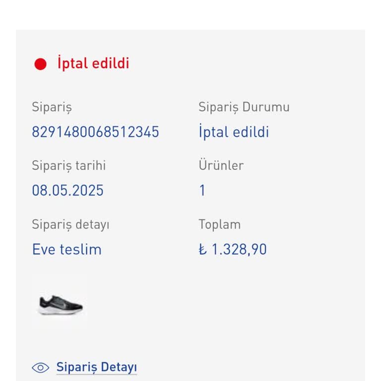 Intersport Anneler Günü Siparişim Bilgilendirme Yapılmadan İptal Edildi