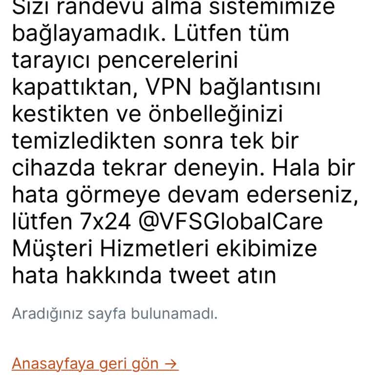 VFS Global Çekya Vize Randevu Onay Mektubu Ulaşmıyor Hata Alıyorum