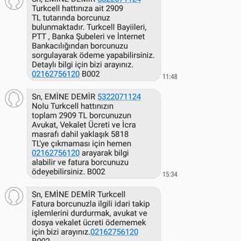 Yanlış Numara Üzerinden Sürekli Borç Mesajı Alıyorum